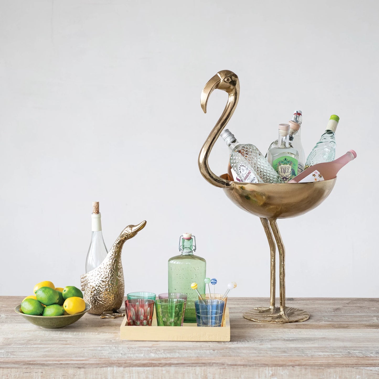 Duck Shaped Bottle Holder - Gold Finish