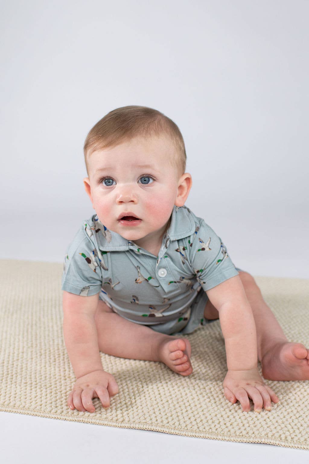 Mallards / Ducks - SS Polo Romper: 6-12M
