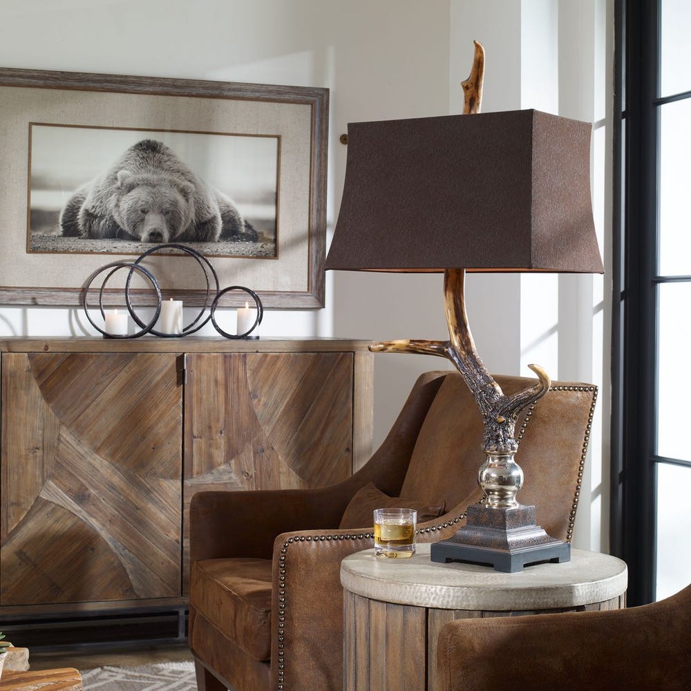 Stag Horn Table Lamp - Dark