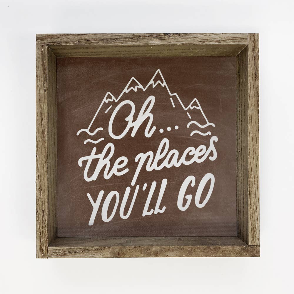 Oh the Places You'll Go Small Canvas Mountain Decor: 11x11" Small Canvas Art with Wood Box Frame