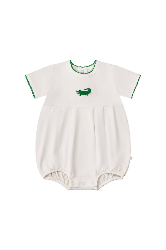 Pip Embroidered Bubble -Alligator: 0-3 mo