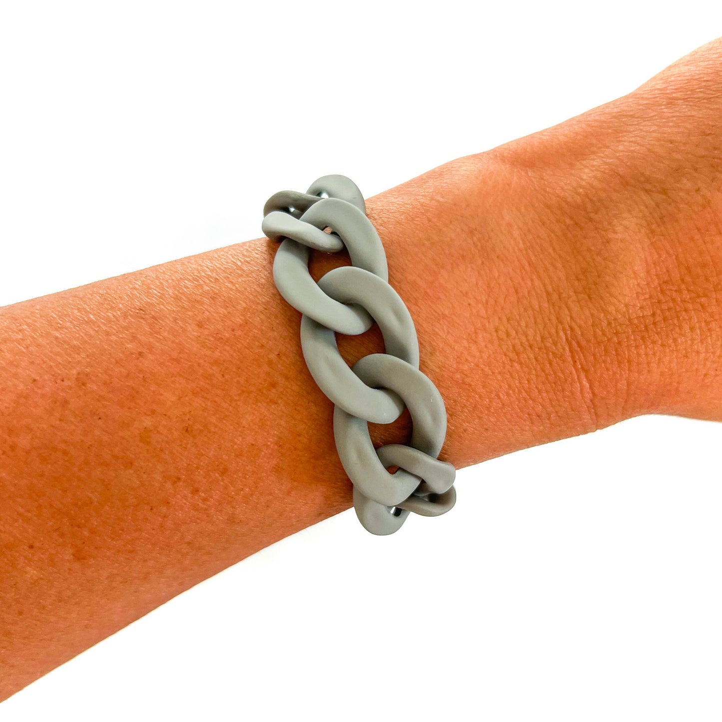 All Chunky Acrylic Chain Link Bracelet: Matte Amethyst
