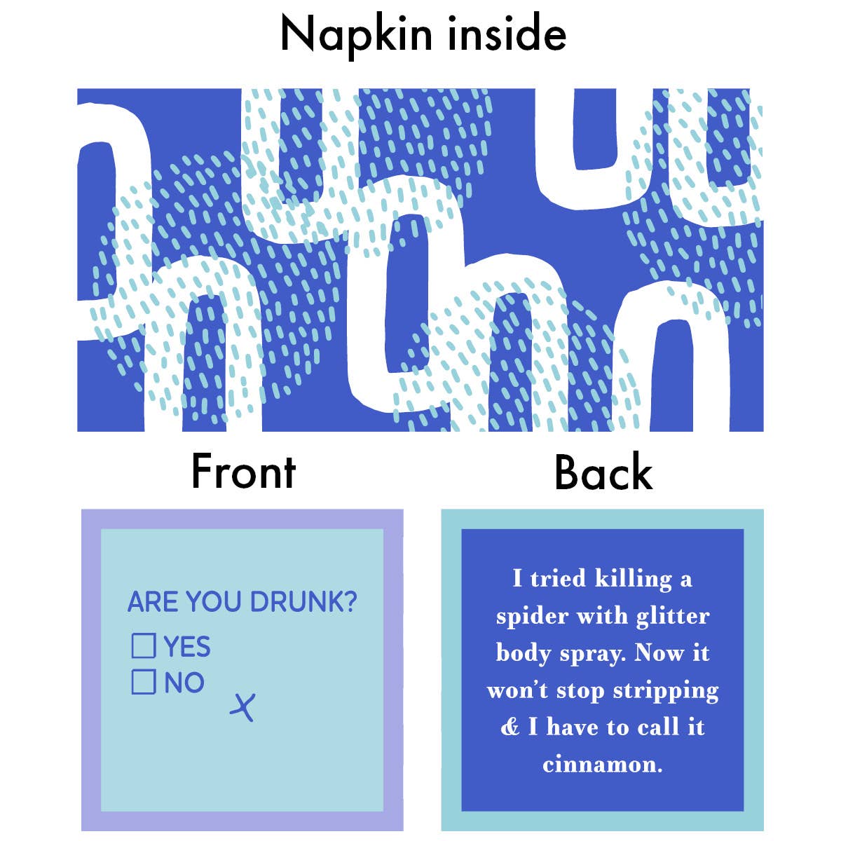 NAPKIN Eight Cups Of Water | Funny Gift | Cocktail Napkin