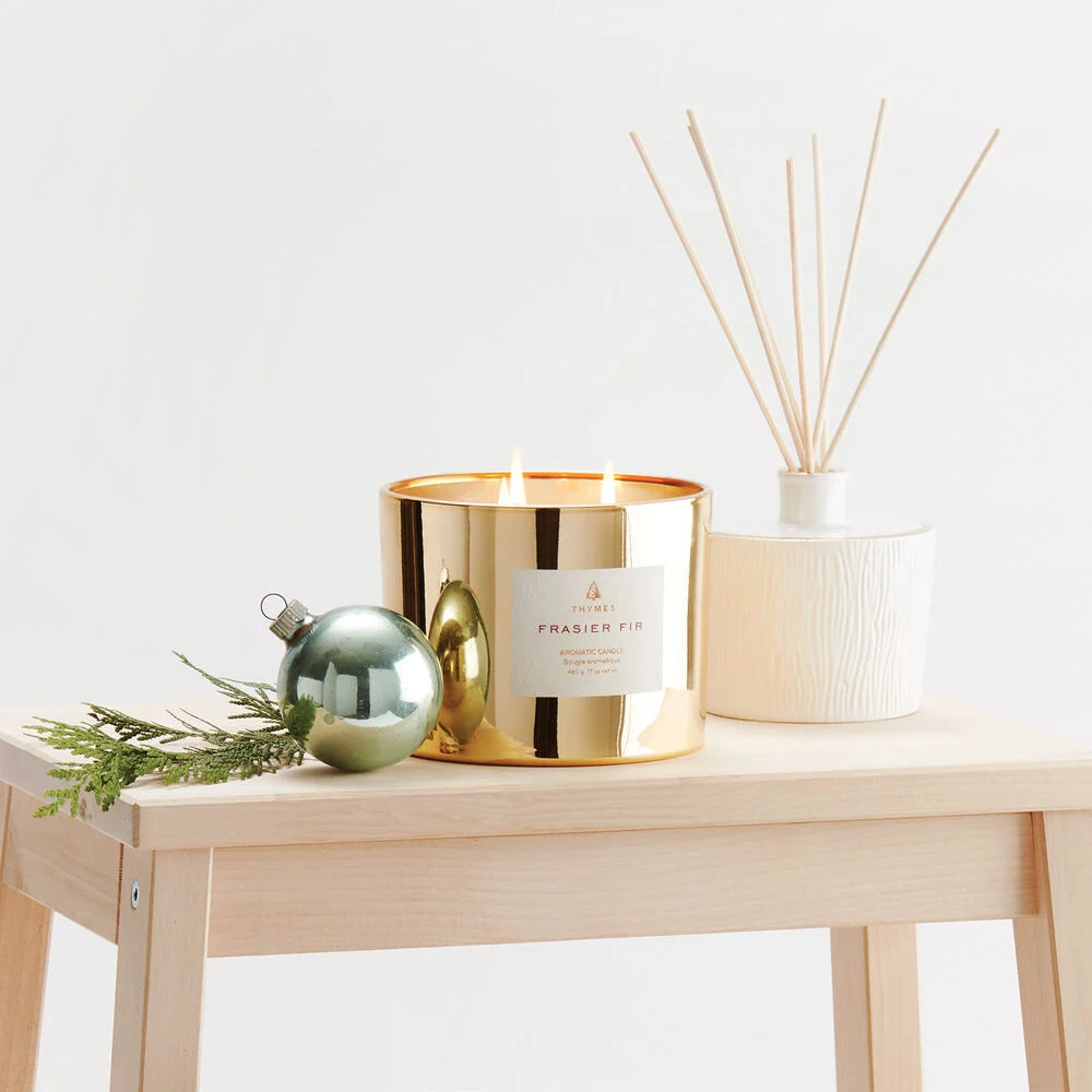 Frasier Fir Gilded Poured Candle, 3-wick Gold