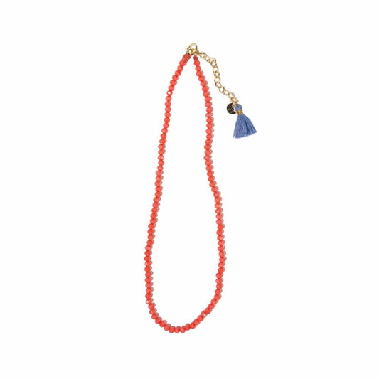 Hayden Solid Single Strand Crystal Necklace With Tassel Coral