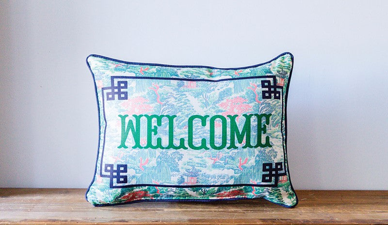 Asian Garden + Accent Piping Pillow (No Words)