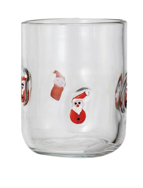 Drinking Glass w/Embedded Holiday Icon Pattern (4 Styles)