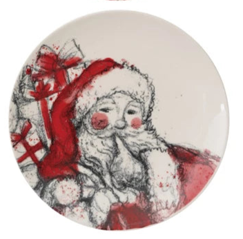 Stoneware Plate w/Santa Image (4 Styles)