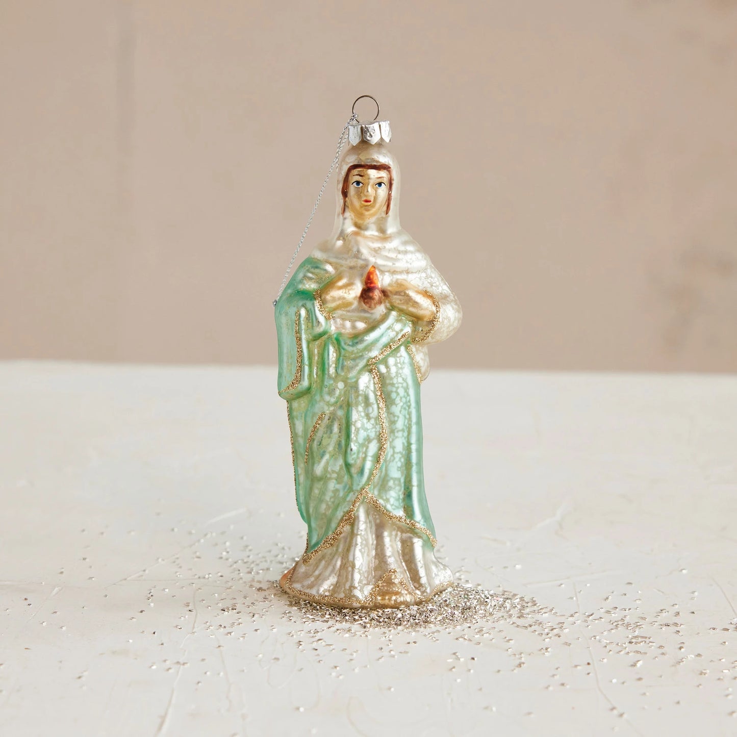 Glass Virgin Mary Ornament (Multi Color)