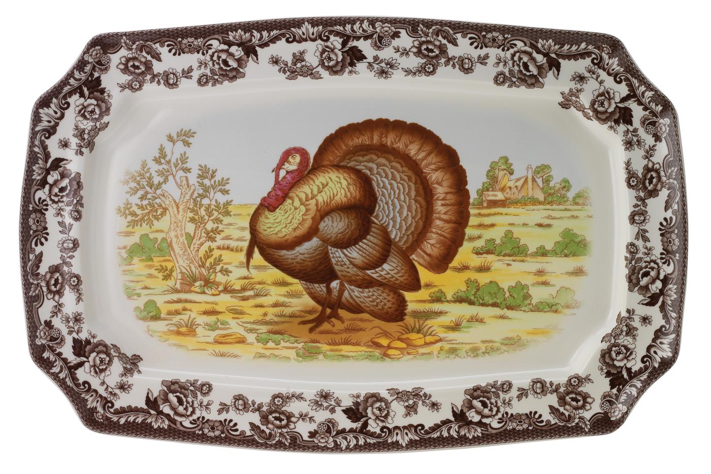 Woodland Rectangular Platter Turkey 17.5"