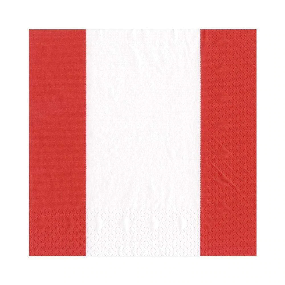 Bandol Stripe Paper Luncheon Napkins in Red - 20 Per Package