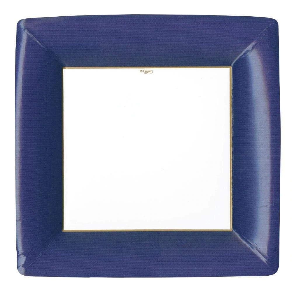 Grosgrain Border Paper Dinner Plates in Navy - 8 Per Package