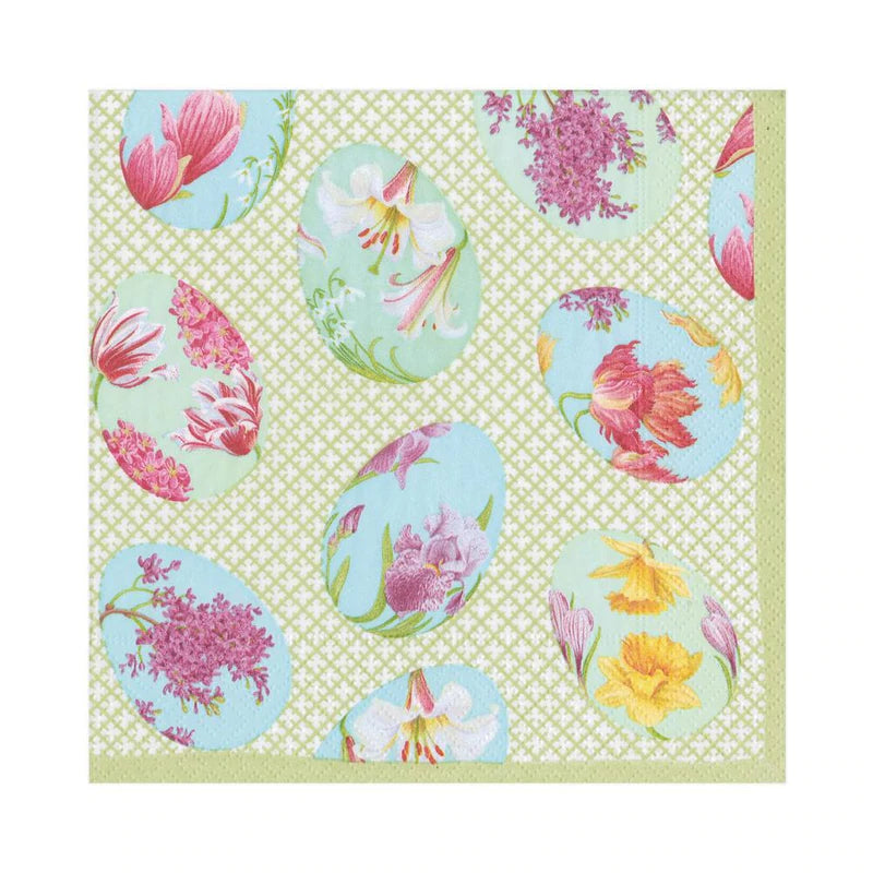 Floral Decorated Eggs Paper Luncheon Napkins - 20 Per Package