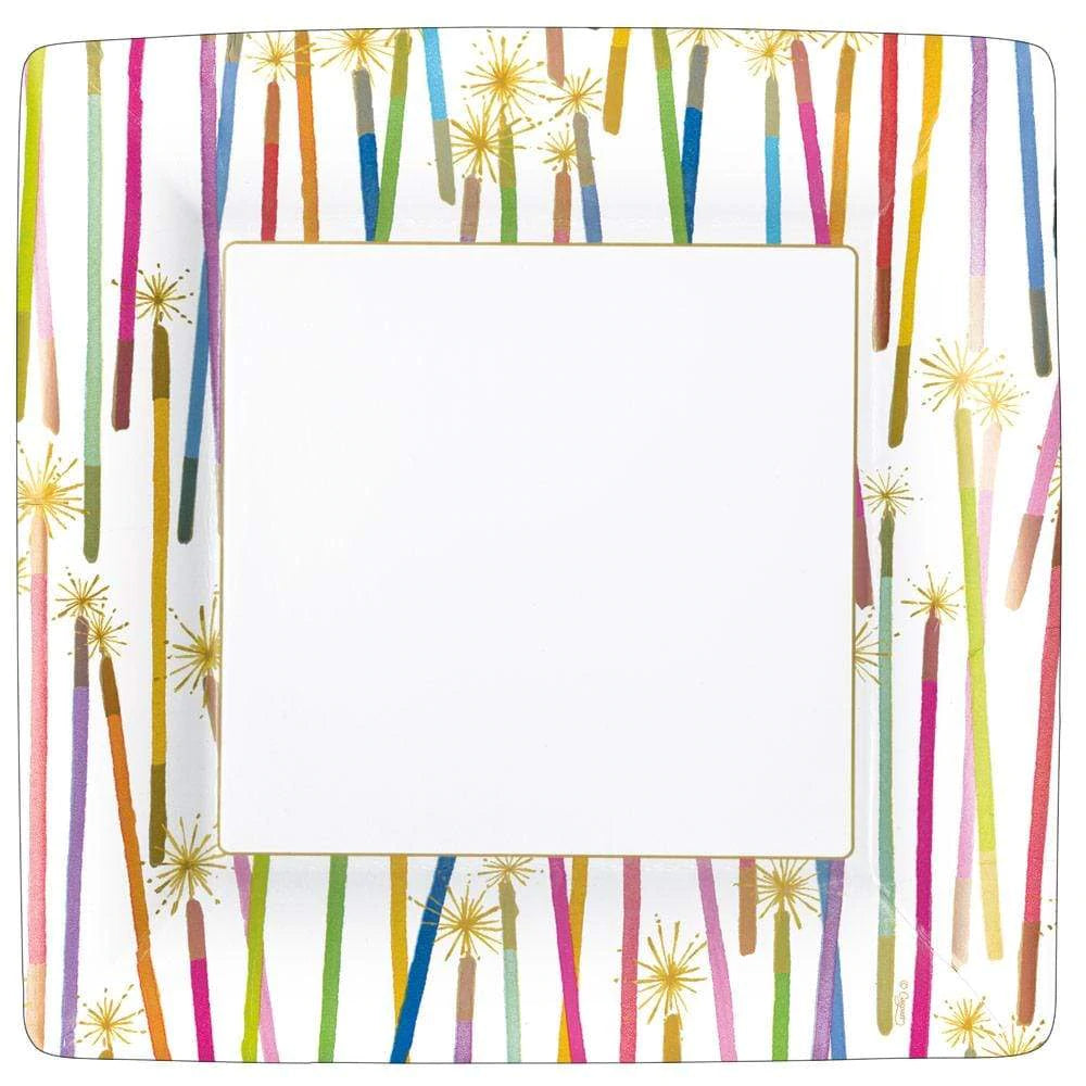 Party Candles Square Paper SALAD Plates - 8 Per Package