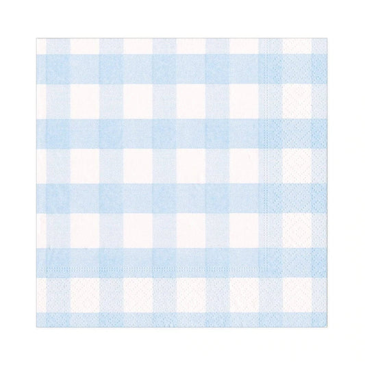 Gingham Paper Luncheon Napkins in Light Blue - 20 Per Package