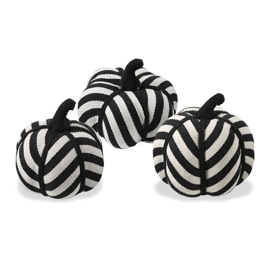 Assorted Black & White Striped Fabric Pumpkins (3Styles)