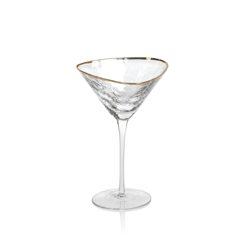 APERITIVO TRIANGULAR MARTINI GLASS - CLEAR WITH GOLD RIM