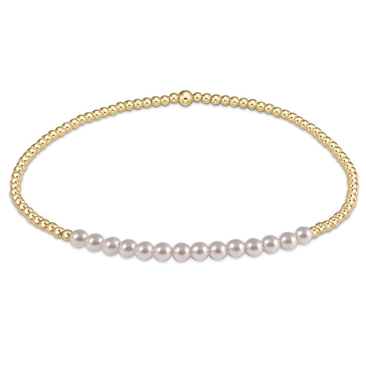 Gold Bliss 2mm Bead Bracelet -Pearl