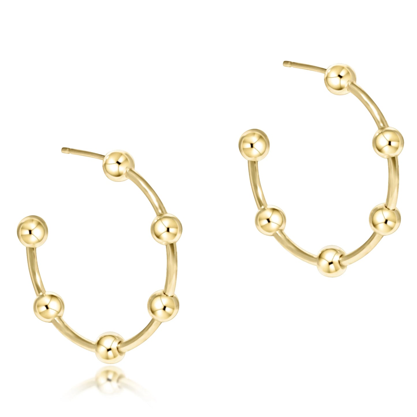 Beaded Simplicity 1" Post Hoop - Gold 4mm
