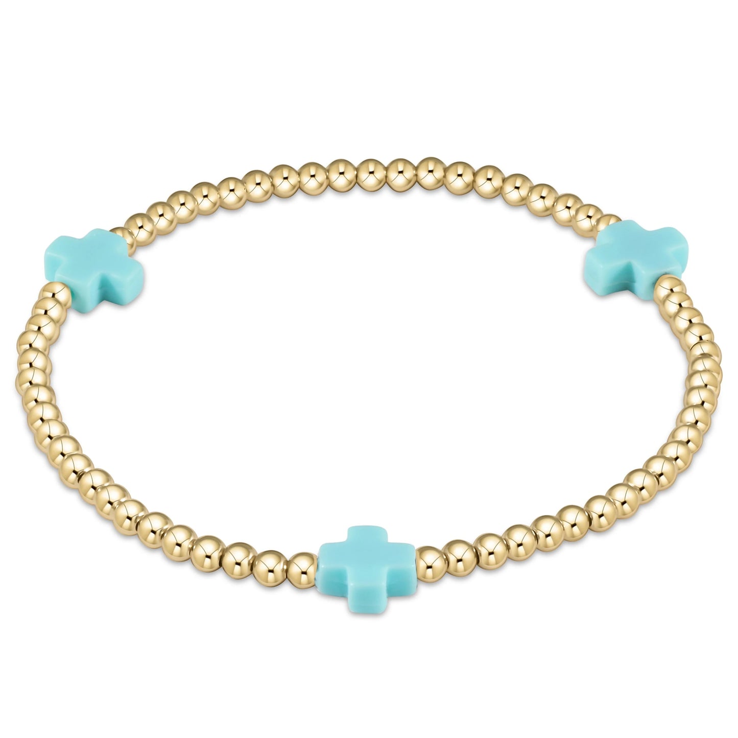 Signature Cross Gold Pattern 3mm Bead Bracelet