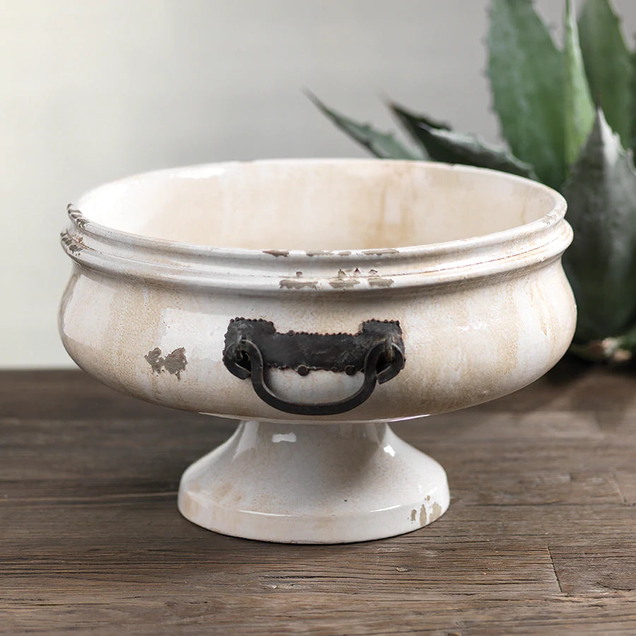 Corsica Pedestal Bowl with Iron Handles