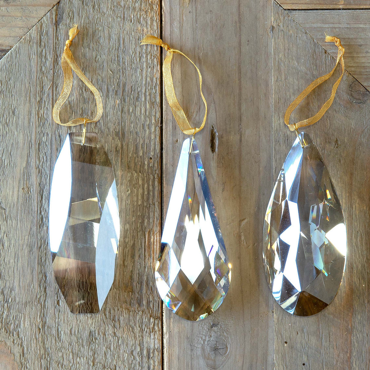Faceted Elongated Crystal Gem Ornaments- 3 assorted styles