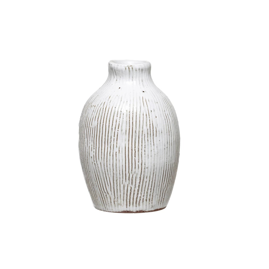 Small Terracotta Vase w/Engraved Lines
