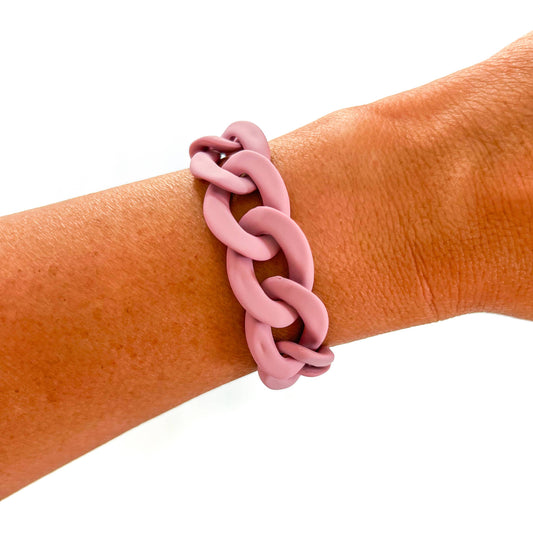 All Chunky Acrylic Chain Link Bracelet: Matte Mauve