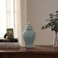 Ceramic Rope Temple Lidded Decorative Jar - Blue, 14 in.