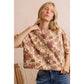 Floral Print Ivory/Brown Button Front Sweater Vest
