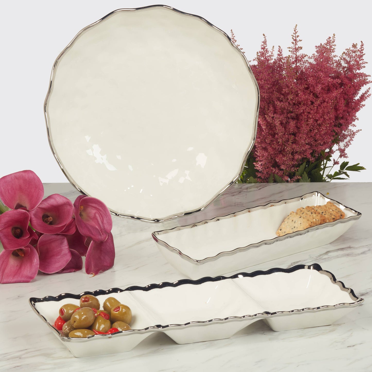 Regency Silver 3- Section Tray 15in x  5.5in
