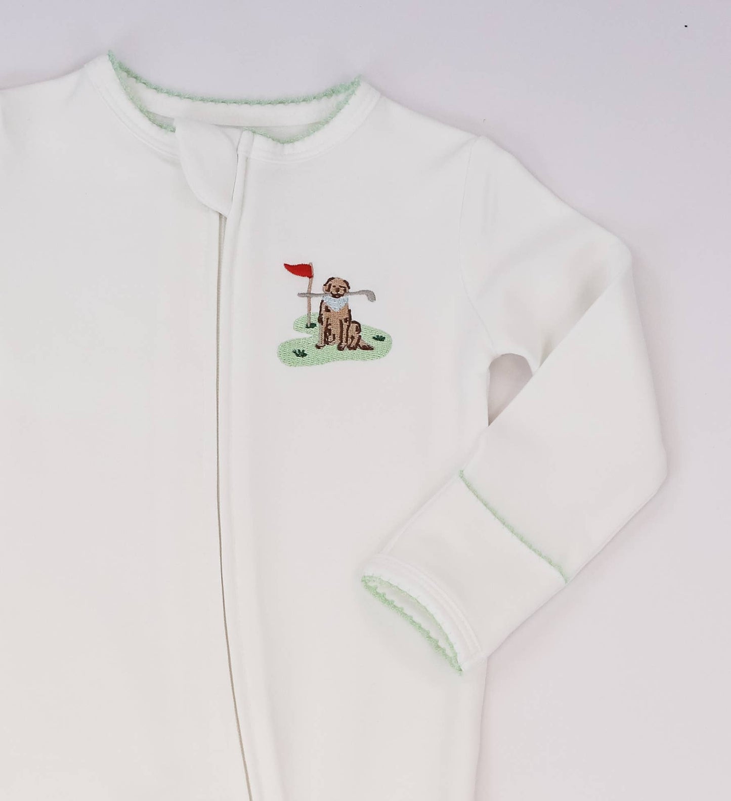 Pip Embroidered Zip Romper -Barks & Birdies: 0-3 mo