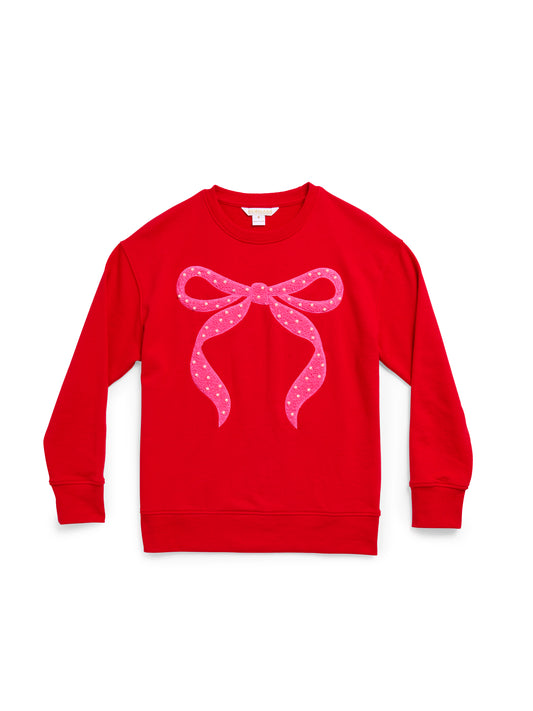 Pearl Bow Classic Sweatshirt - Red