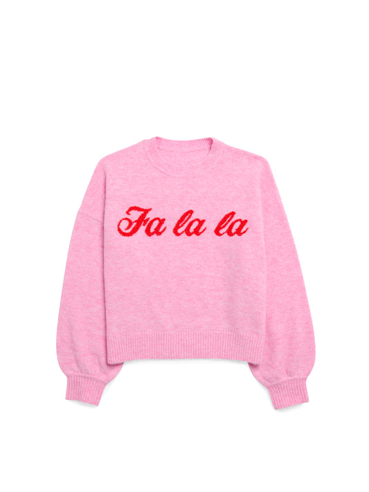 "FA LA LA" Sweater - Bubblegum
