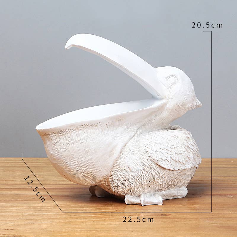 Pelican Resin Storage Bowl Animal Sculpture Home Decor: Dark Green