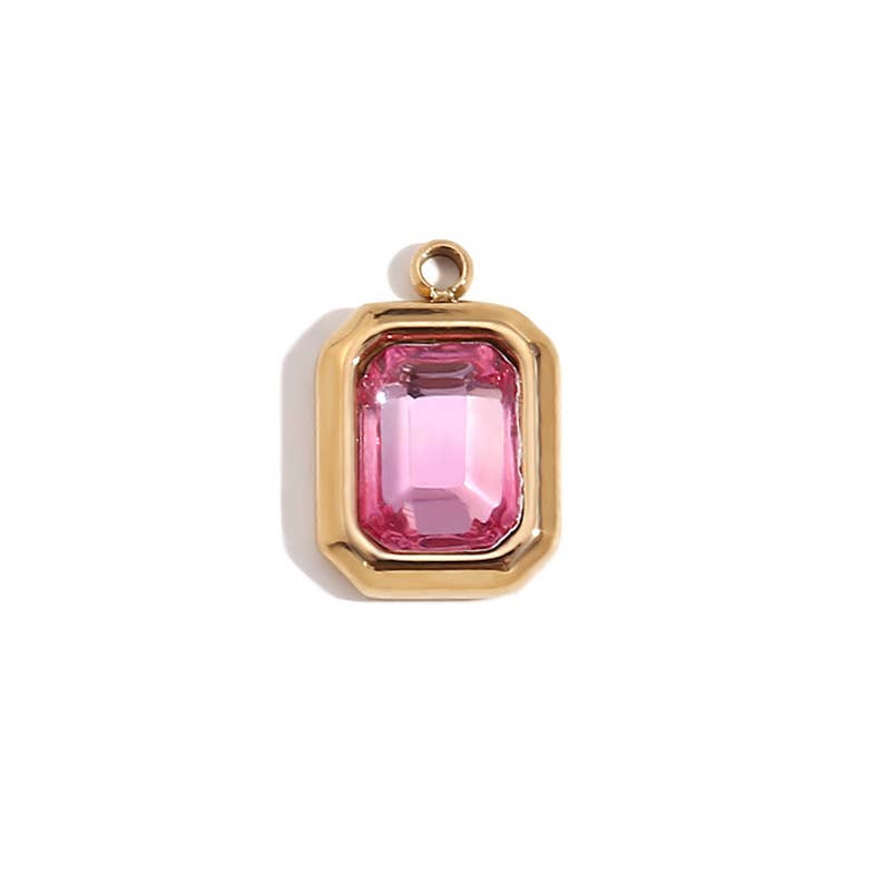 Pink Zircon Charm For Charm Necklace