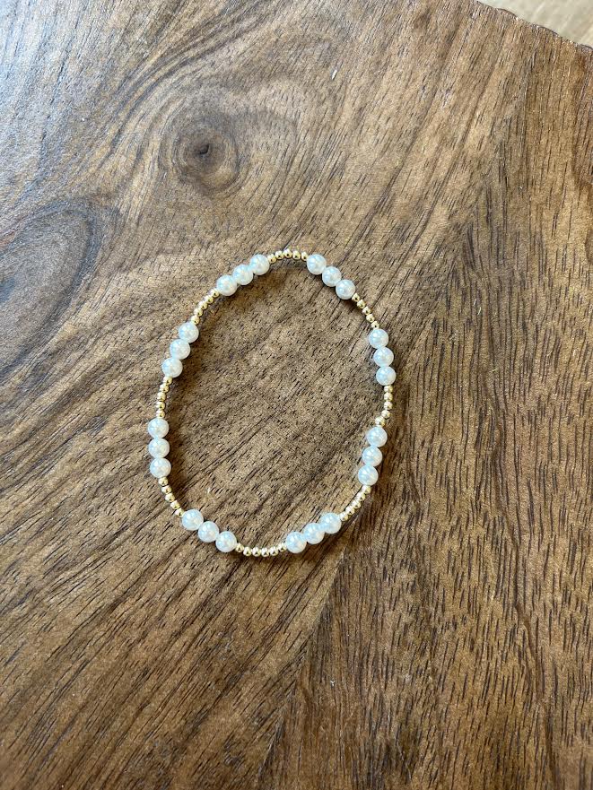 Classic Joy Pattern 4mm Bead Bracelet -Pearl