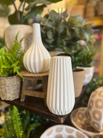 White Porcelain Accordion Vases