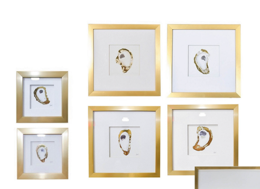 Gold Frame with Glass Oyster Prints - Assorted Syles