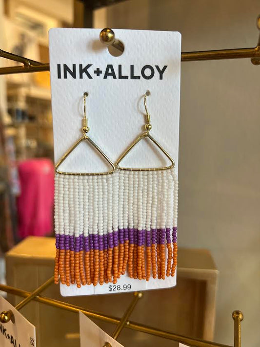 Whitney Checkered Beaded Fringe Earrings