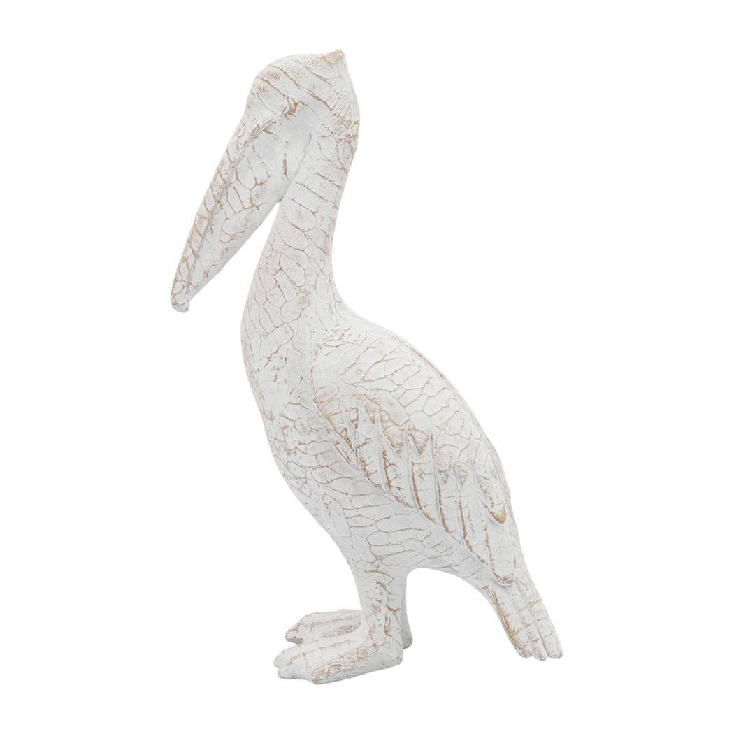 Decorative Figurine - White Ceramic Standing Pelican, 14 in.