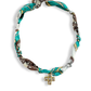 Scarf Bandana Charm Necklaces : Heart CZ - Purple Blue Abstract Scarf