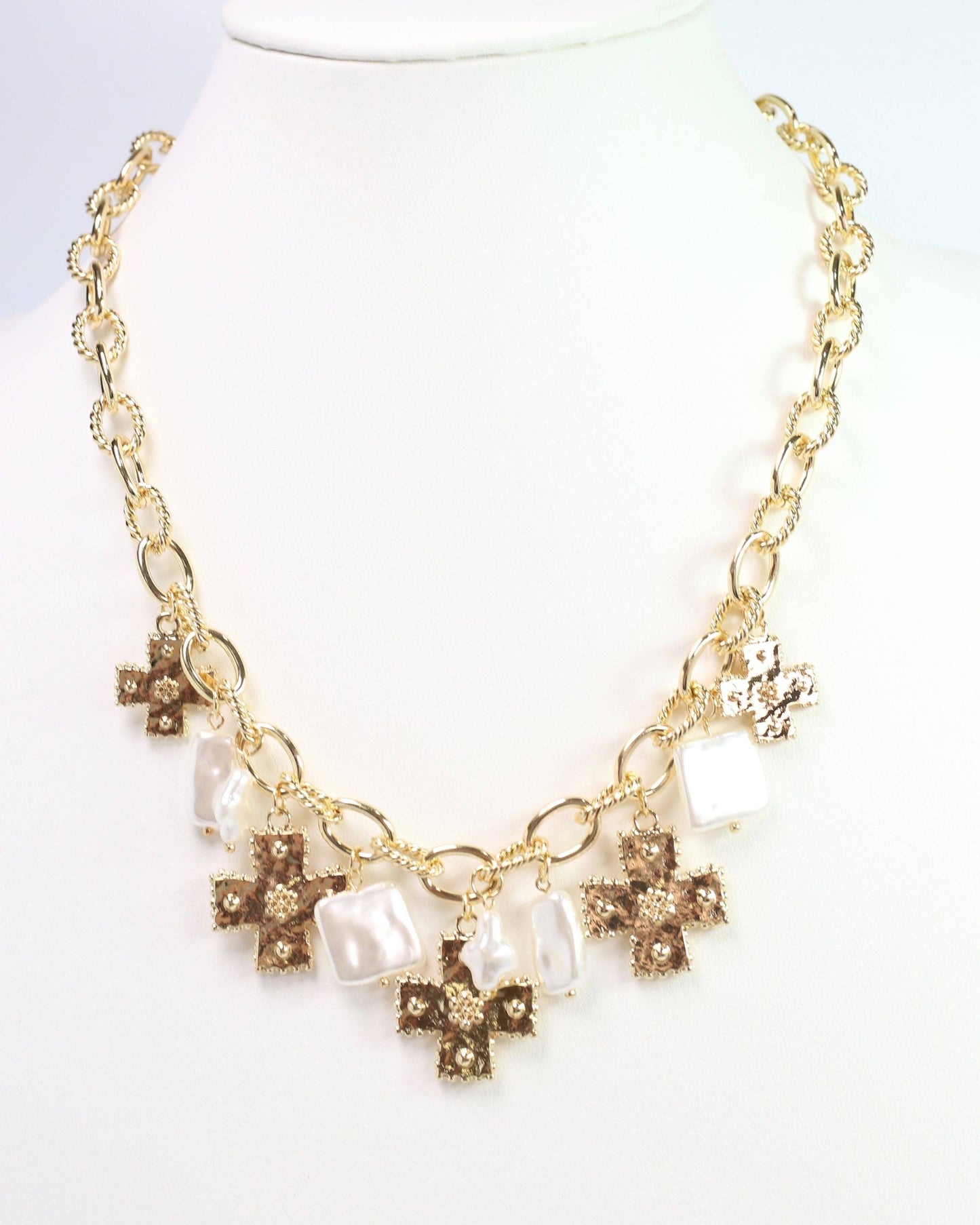 Pearson Cross Charm Necklace Gold