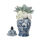 Decorative Vase - Blue Ceramic Flowers Temple, 19 in.