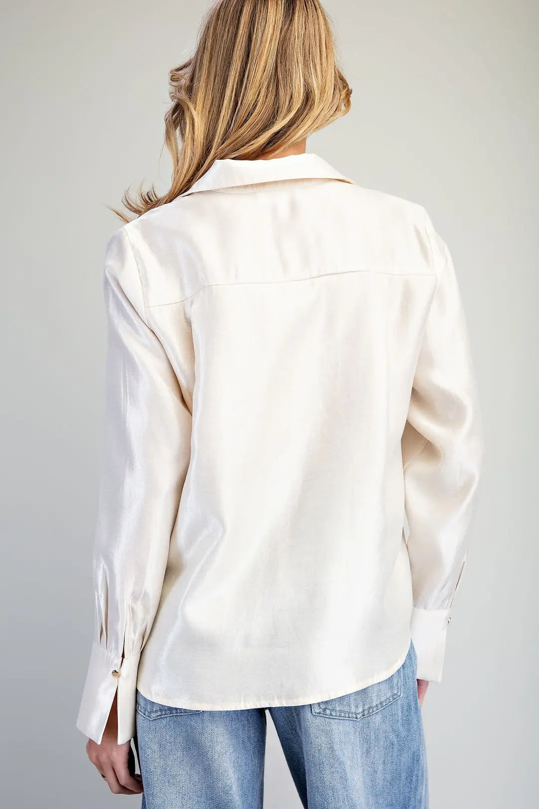 Shimmer Satin Blouse in Champagne