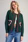 Candy Cane Heart Stitch Cardigan - Chirstmas Green