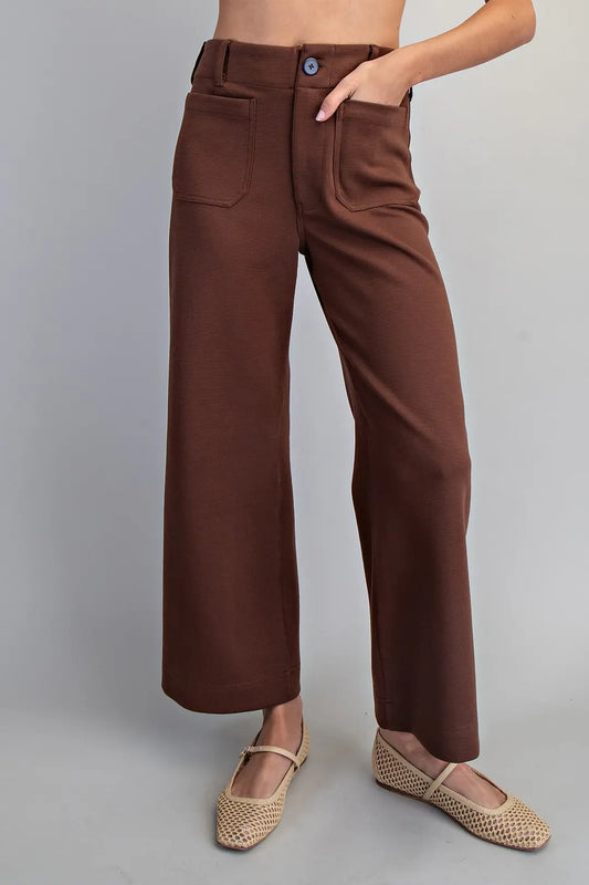 Solid Straight Leg Pants in Coco