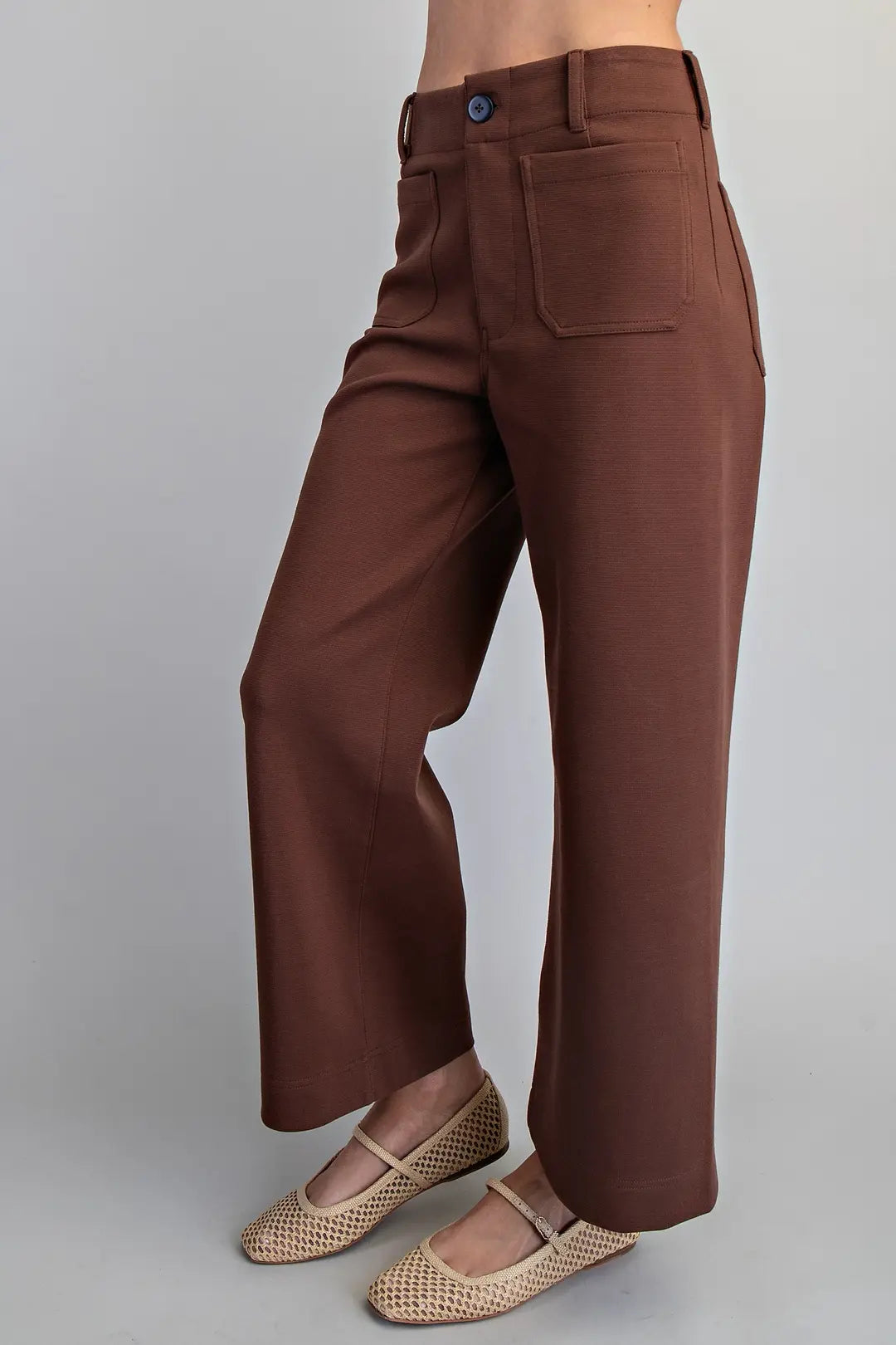 Solid Straight Leg Pants in Coco
