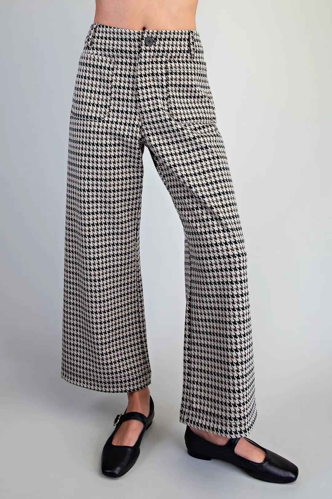 Houndstooth Printed Pants in Taupe
