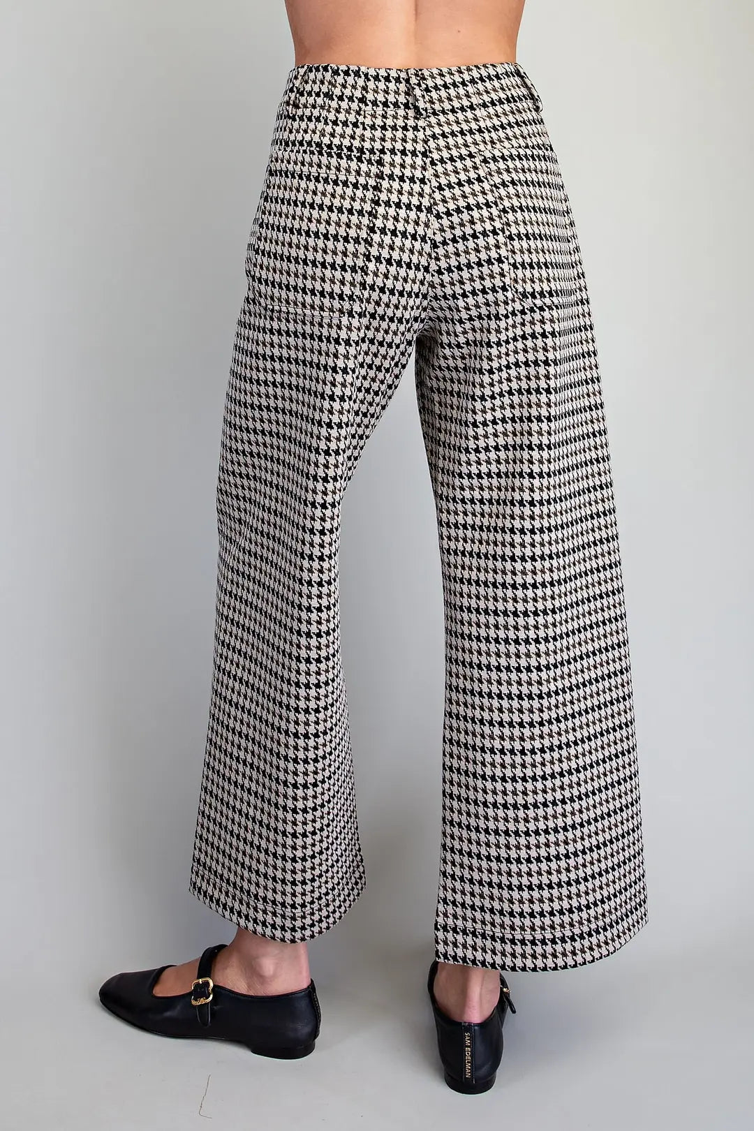 Houndstooth Printed Pants in Taupe